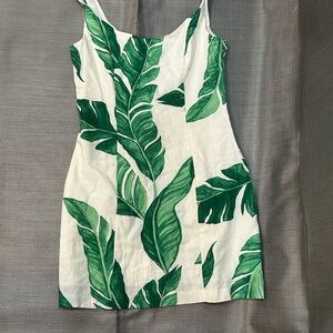 H&M Green Leaf Print Mini Dress